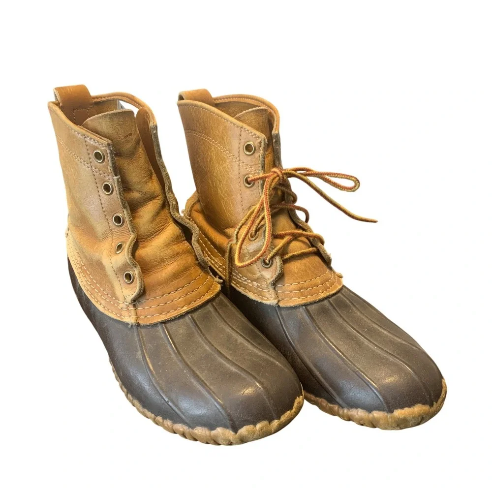 Vintage LL Bean Maine Leather Hunting Shoe Duck Boots Brown 9